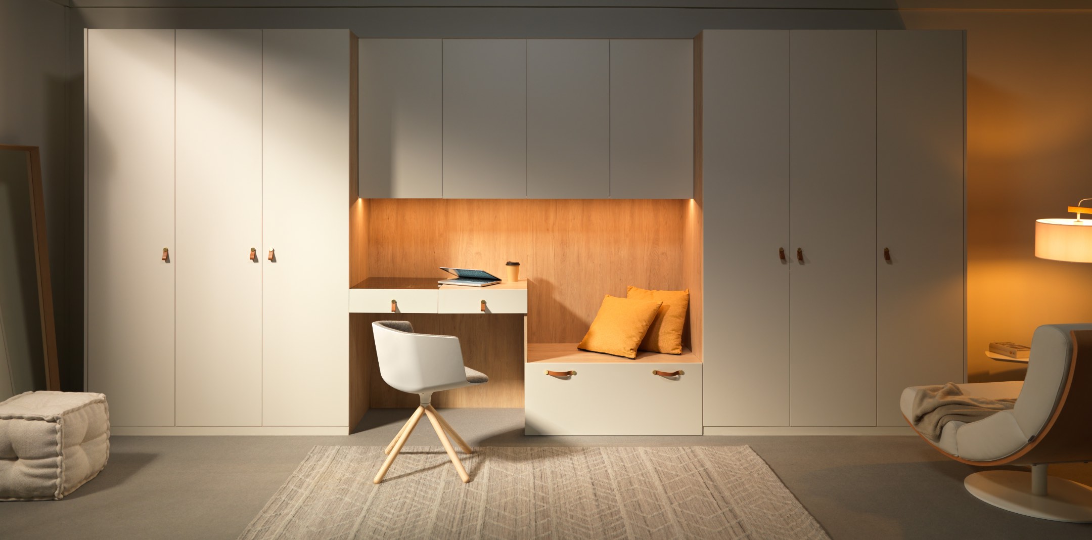 Melamina blanco porcelana | interior roble aurora Melamina blanco porcelana | interior roble aurora