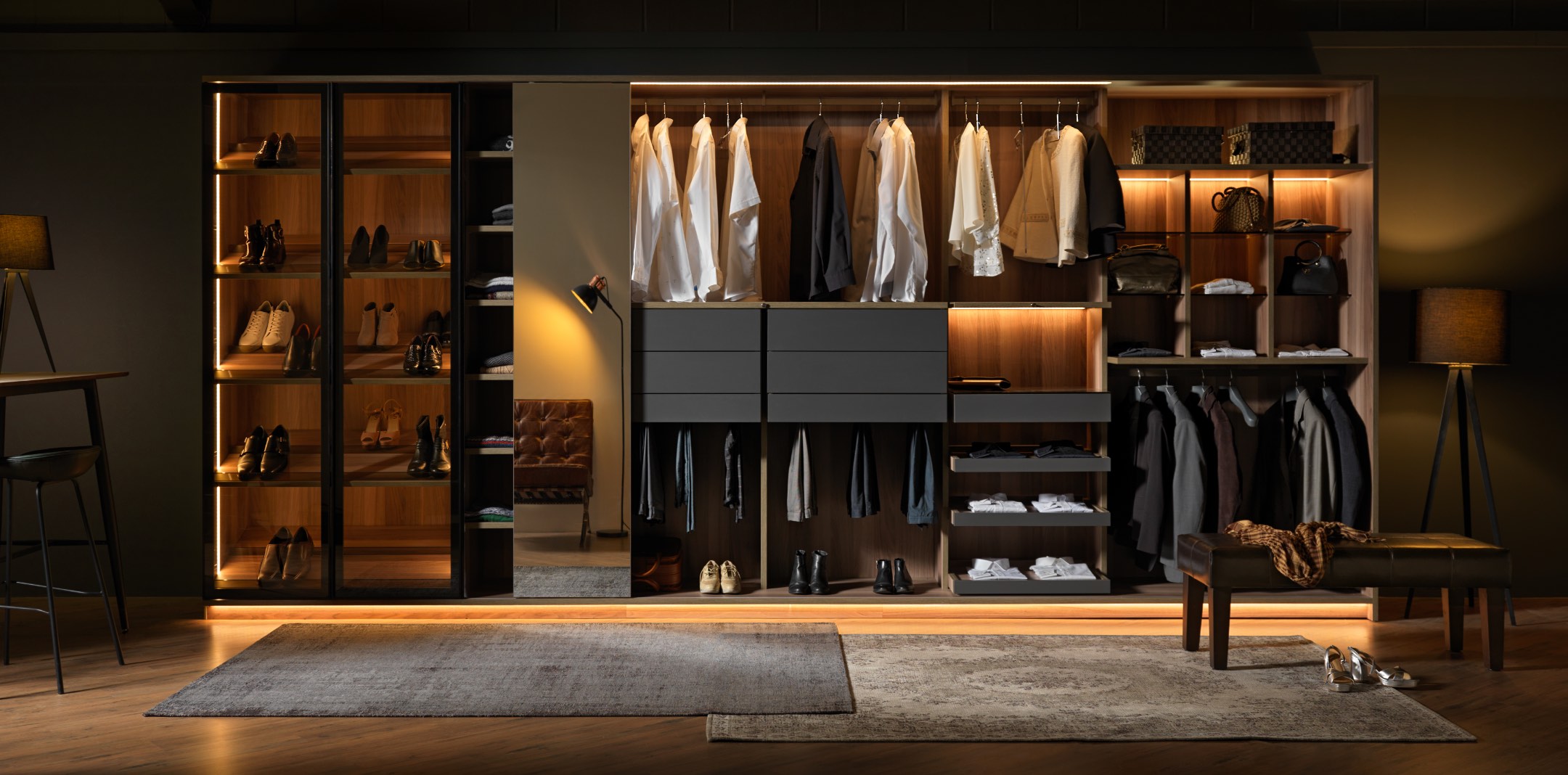 Melamina nogal + melamina gris marengo Melamina nogal + melamina gris marengo